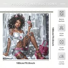 1 件/4 件美丽非洲印花浴帘套装，装饰浴室套装包括带挂钩的防水浴帘、防滑垫、马桶盖垫和 U 型垫，现代家居装饰礼品