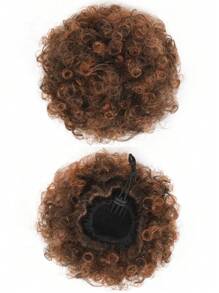 1pc Afro Puff Drawstring Ponytail Extension For Children/Women Short Small Synthetic Afro Puff Ponytail Clip On Kinky Drawstring Curly Ponytail Bun Essential For Daily Wear/Halloween/Christmas/Parties - 彩色 - 查看 10