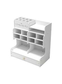 White Pen Holder And Stationery Organizer With Drawer, DIY Pencil Holder, Desk Organizer For Home, Office And School - 白色 - 查看 8