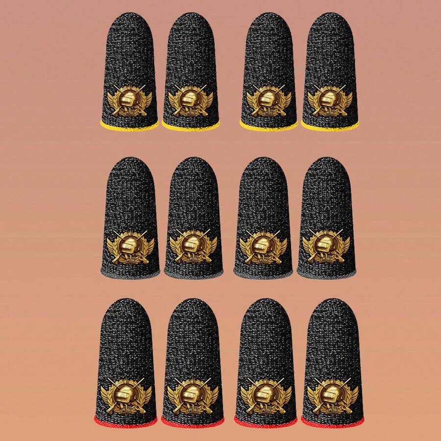 12 piezas de Dedales para dedos, Protector de pulgar para gamers, Guantes transpirables y sin costuras para pantalla táctil, para evitar el sudor en los juegos del teléfono - Multicolor - Ver 1