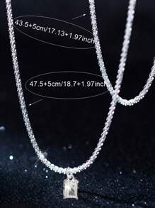 1 buah Rantai Tulang Selangka Berkilau Modis, Kalung Elegan Unik Minimalis untuk Wanita - Perak - View 4