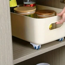 4 PCS Wheeled Storage Boxes, Adhesive Caster Wheels For Bottom Of Containers, Unidirectional Home Use Small Rollers For Storage Boxes - Multicolor - View 3