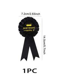 1枚/2枚生日国王金属徽章别针，黑金玫瑰结纽扣，男士皇冠生日快乐奖章别针，生日主题派对装饰 - 彩色 - 查看 9