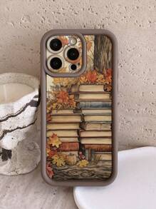 回到学校 1 件枫叶和书籍设计保护壳，带相机保护，防震咖啡棕色手机壳，兼容 Apple 11 Pro Max/12 Pro Max/13 Pro Max/14 Pro Max/15 Pro Max/ 16 Plus/16 Pro Max、Galaxy A55/A15/S24 Ultra、Redmi、OPPO/Realme、VIVO、Infinix、Honor、One Plus 防水防摔防刮 - 棕色 - 查看 1