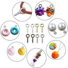 100 piezas Anillos, pernos, tornillos de cabeza redonda con ojal cerrado, ganchos de argolla, clavos autorroscantes para colgar en la pared, para manualidades de joyería, artesanía, fotos, arcilla y colgantes de resina