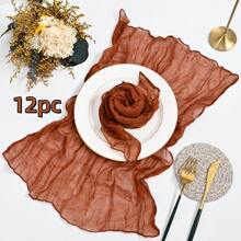 6/12/18/24/30pcs Set Balinese Sheer Coffee Color Napkins, 19.7 X 19.7 Inch Square Romantic Boho Style Transparent Napkins For Gift, Decoration, Vintage Bridal Shower, Birthday Party, Holiday Table Centerpiece (Multi-Color Options)
