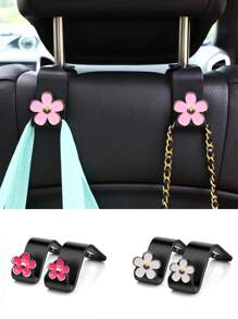 2pcs Car Flower Hooks Car Seat Back Hooks And Storage Items Inside The Car (Hook Direction Is Random)