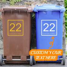 Pack Of 2 White Bin Sticker Numbers Waterproof Self Adhesive Bin Numbers For Wheelie Bins Large Numbers, Graphic Print - Multicolor - View 1