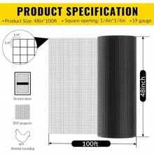 Black Hardware Cloth 48''x100' 1/2 Inch 16 Gauge Vinyl Coated Welded Wire Mesh Roll PVC Hardware Cloth Chicken Wire Fencing For Garden Fence And Home Improvement Project - màu đen - Xem 4