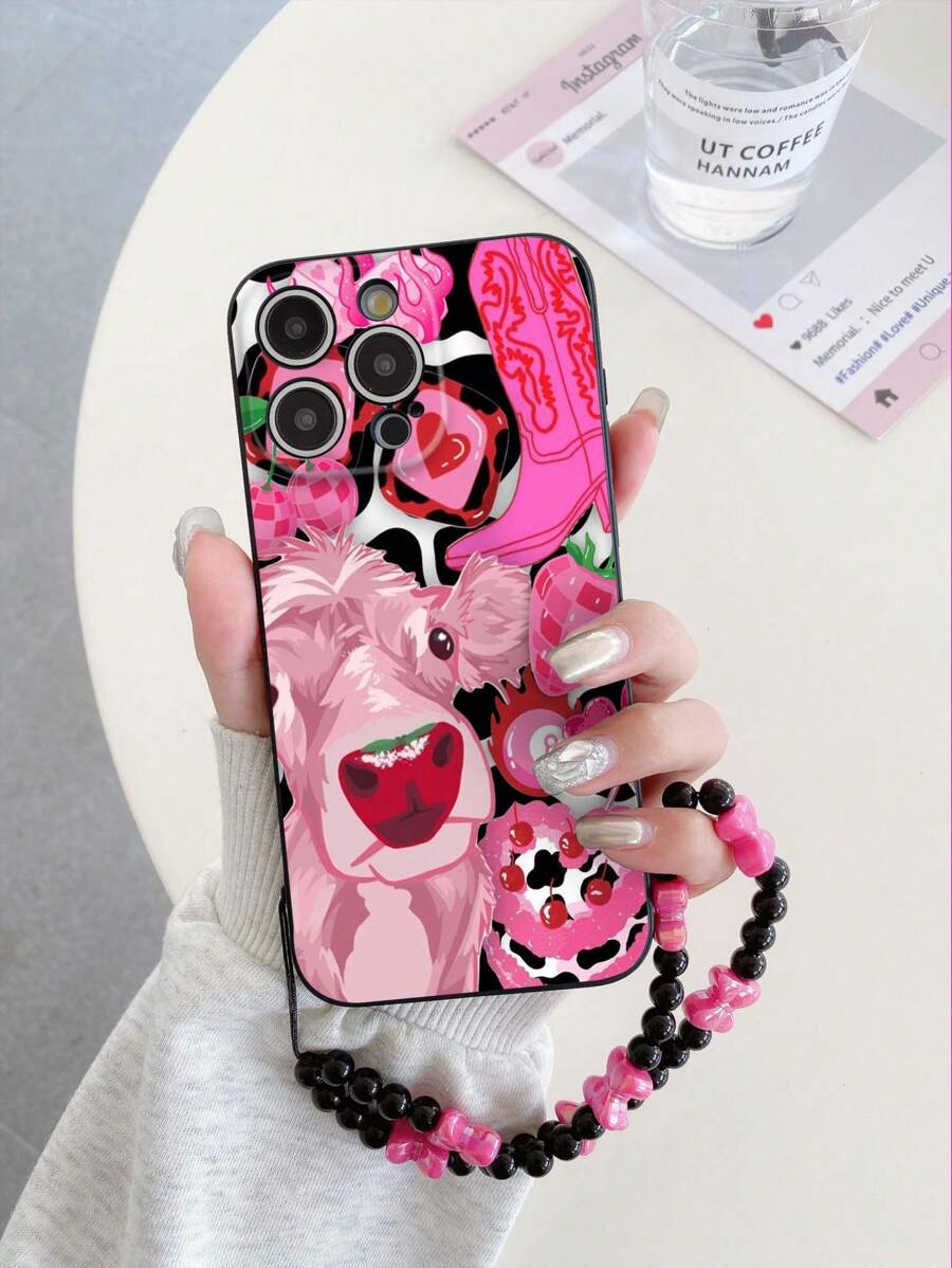 手机吊饰,手机挂绳 1 件黑色 TPU 创意拼图图案防摔手机壳和 1 件淡粉色蝴蝶结挂绳,兼容 iPhone/配套手机壳/带腕带的手机壳/趣味手机壳/Android 手机壳///OPPO/Galaxy A51 4G/Galaxy A52/A52s 5G/Galaxy S23 Ultra - 彩色 - 查看 1