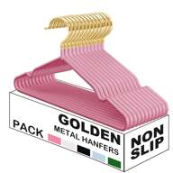 100/60/30/20/10/1pc Non Slip Hanger, Golden Metal Clothes Hangers Space Saving, Heavy Duty Rubber Coated Wire Hanger For Coat, Shirt, Dress, Pants-Wardrobe Organiser