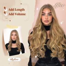 FESHFEN Invisible Hair Extensions Secret Wire Hair Extensions Synthetic Adjustable Curly Hair Extensions Long Wavy Secret Hair Pieces For Women 18/20 Inch - 黑色 - 查看 4