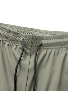 4 件套男士纯色运动七分裤，带口袋，休闲抽绳高弹力裤，适合户外活动，春夏季，反光 - 彩色 - 查看 9