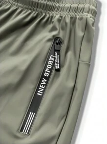 4 件套男士纯色运动七分裤，带口袋，休闲抽绳高弹力裤，适合户外活动，春夏季，反光 - 彩色 - 查看 10