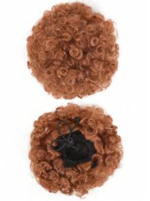 1pc Afro Puff Drawstring Ponytail Extension For Children/Women Short Small Synthetic Afro Puff Ponytail Clip On Kinky Drawstring Curly Ponytail Bun Essential For Daily Wear/Halloween/Christmas/Parties - 彩色 - 查看 12