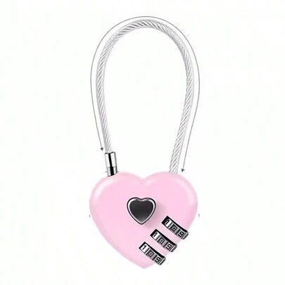 1pc Multi-Color Steel Wire Heart Shaped Password Lock, Mini Travel Bag Luggage Locker, Backpack Home Dorm Cabinet Drawer Gym Small Storage Steel Wire Heart Lock