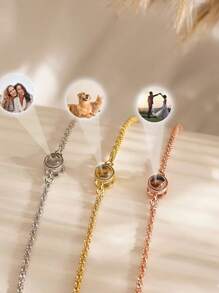 Customized Photo Projection Bracelet, Round Projection Photo Bracelet, Shimmering Projection Bracelet For Women, Photo Projection Bracelet With Flashing Chain, Customized Photo Bracelet, Mother's Memorial Gift, Projection Jewelry, Birthday Gift,School Supplies,Back To School,School Gift,For Office,For School,For Classroom,For Teacher Gifts,For University,For Colleague,For Dorm Rooms,For Teacher,For Boys And Girls,For Teenagers,Junior High School Students,Middle School Students,High School Senior High School Students,College Students,University Students,Freshman,Sophomore,Underclassmen,Black,Silver,Gold,Stylish,Colorful,Vintage,Simple,Unisex,Casual,Cuties,Custom,Personalized,Unique,Ideal Gifts For Him,Ideal Gifts For Her,Her,Boyfriend,Girlfriend,Dad,Mom,Family,Friends,For Anniversaries,For Birthdays,For Graduation,For Prom,For Party,Customized Fashion Photo Bracelets,Vintage Outfit