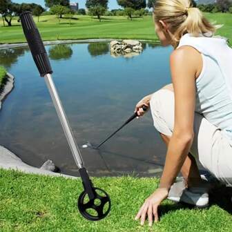 Recuperador de pelotas de golf de acero inoxidable - Diseño compacto, herramienta retráctil, conveniente para recuperar pelotas - Accesorio de golf, recuperación rápida de pelotas, mango antideslizante de goma, adecuado para obstáculos de agua, regalo de golf perfecto para hombres - Excelente idea de regalo para el Día del Padre, cumpleaños, Año Nuevo, San Valentín, fiestas, maestros