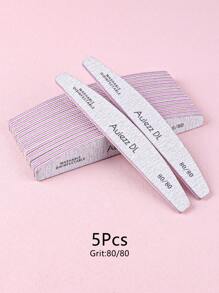 3/5/10pcs Grey Professional Crescent Double-Sided Nail Files, 80/80 100/100 100/180 180/240 Grit Manicure Tools - Light Grey - View 14