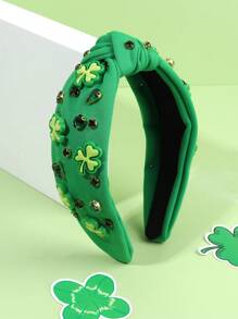 1 件圣帕特里克节 Oxalis Corniculata L 发带，织物水钻头带，时尚发饰，适合幼儿派对礼物 - 發箍 - 查看 12
