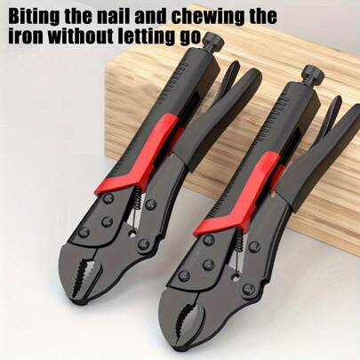 1 Pc Curved Long Nose Locking Pliers Set, Multipurpose Industrial Grade Clamp Locking Pliers, Heavy Duty Pliers, Made Of Super Hard Carbon Steel, Ergonomic Handle, Knurled Adjustment Screw For Manual Rotation, Adjustable Setting, Metal Structure, Suitable For Pipelines, Home DIY, Bathroom Repair, Furniture And Vehicle Maintenance