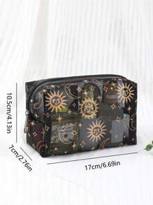 1 pieza Bolsa de maquillaje para mujer, diseño minimalista y elegante de corazón de tul, de gran capacidad y portátil para llevar el maquillaje de uso diario y de viaje, organizador de artículos de aseo, regalos esenciales, accesorios con cremallera