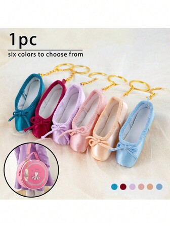 1 件手工芭蕾舞足尖鞋饰品迷你鞋缎面钥匙扣，6 种颜色可供选择，时尚搭配单品，送给家人和朋友的个性化礼物，包包挂钩，旅行配件（两个接口随机发货）