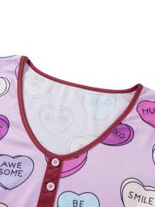 Mommy And Me Valentines Matching Pant Sets Casual Long Sleeve Button Shirt Tops And Pants Women And Daughter Valentine Matching Outfit - Màu tím - Xem 6