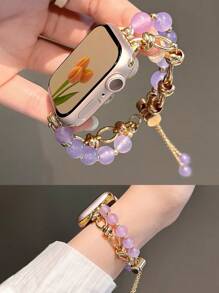 1pc Women's Purple Cat Eye Stone Strap Compatible With Apple Watch 38/40/41/42/44/45/49/46mm, Compatible With Apple Watch Ultra2/Ultra/SE/10/9/8/7/6/5/4/3/2/1