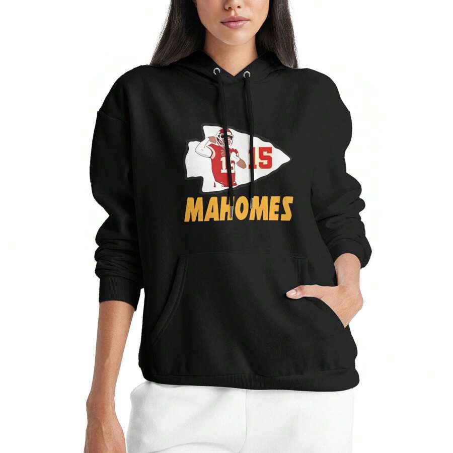 Women's Patrick Mahomes Showtime Logo Hoodies Sweatshirt For Women Pullover Sweatshirts - Black - View 1