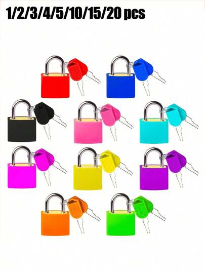 迷你彩色钥匙挂锁，适用于行李箱和旅行包，金属钥匙挂锁，适用于学校、健身房、教室、配对游戏、旅行背包等，多功能锁，锌合金材质，适用于学校、健身房储物柜、运动储物柜、围栏、工具箱、门、箱子、橱柜等，密码锁，TSA海关锁，行李锁，是旅行和商务出行的理想之选，安全保护您的物品，防盗且便携。