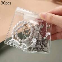 30/100 piezas Bolsas transparentes de PVC autosellantes, adecuadas para joyería - a prueba de polvo y anti-oxidación, bolsas de almacenamiento para aretes, anillos, pulseras - transparente - Ver 13