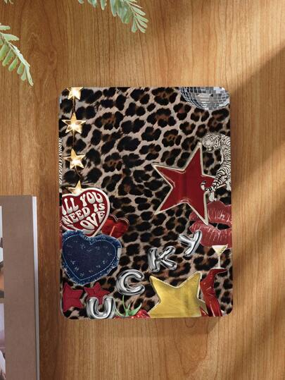 Leopard Print Collage Pattern Tablet Protective Case,Compatible With IPad Mini4/Mini5/Mini6/Air 5th Gen2022,Compatible With Samsung Galaxy Tab A9 Plus 10.95 Inch,Compatible With Huawei MatePad 10.4 Inch/ Tab,With Pen Holder/Anti-Fall/Automatic Sleep/Wake Lid