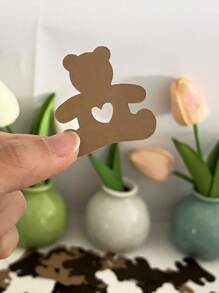 100pcs/Pack Brown Bear-Shaped Confetti, Baby Birthday Party Scatters, School Opening Party Decoration