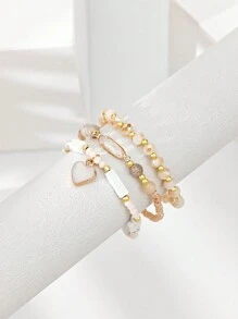 3 chiếc vòng tay hạt pha lê hình trái tim Valentine - Nhiều màu - Xem 1