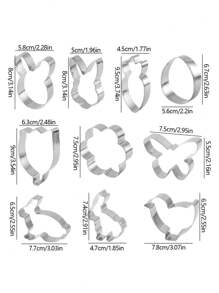 1 Set Easter Rabbit, Carrot, Flower, Chicken, Butterfly, Egg Stainless Steel Cookie Cutter Set, 10pcs/5pcs/3pcs/2pcs Options, Easter Egg, Tulip Shaped Biscuit Cutter, Baking Tools Easter Easter Decorations Easter Decor Easter Giftseaster Mold - Silver - View 2