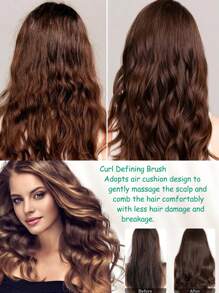 卷发定型刷 – 波浪边顺发刷，用于定型卷发，软垫设计，减少毛躁和断裂，男女皆宜，顺滑效果明显 - 彩色 - 查看 7