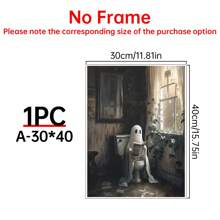 1 件马桶上的鬼魂、浴室里的鬼魂艺术、黑暗学院、万圣节装饰、浴室墙壁艺术、浴室装饰、维多利亚油画 - 彩色 - 查看 14