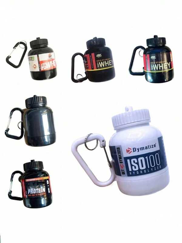 1 pieza Embudo portátil de moda mini para polvo de proteína, botella de medicina con mosquetón y llavero, adecuado para gimnasio y actividades al aire libre, accesorio para coche, bolso, mochila escolar, estilo gótico y Y2K