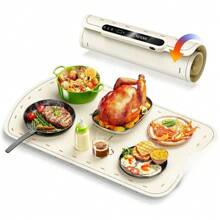Tapete calentador de alimentos para bandejas de buffet para mantener los alimentos calientes en fiestas, alfombrilla de calentamiento de silicona con 7 niveles de temperatura y apagado automático, calentadores de alimentos para fiestas, reuniones y uso cotidiano - Blanco - Ver 1