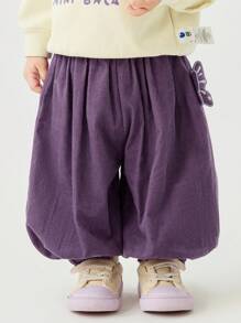 mini bala 女童阔腿裤，女宝宝休闲春季长裤 - 紫色 - 查看 1