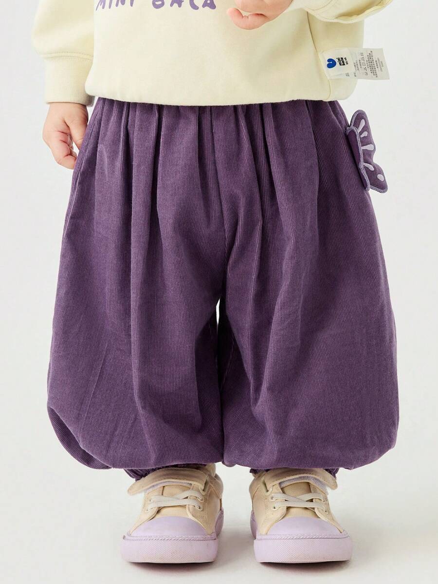mini bala 女童阔腿裤,女宝宝休闲春季长裤 - 紫色 - 查看 1