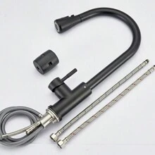 1pc Pull-Down Sprayer Kitchen Faucet Black, 360 Degree Kitchen Sink Mixer Taps Pull Out Spout Spray Single Lever Mono Tap- Included Accessory Kit