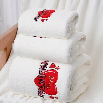 1件涤纶刺绣花卉图案浴巾/大号面巾/手巾，家居装饰，浴室用品，旅行用品，情侣用品，节日浴巾
