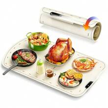 Tapete calentador de alimentos para bandejas de buffet para mantener los alimentos calientes en fiestas, alfombrilla de calentamiento de silicona con 7 niveles de temperatura y apagado automático, calentadores de alimentos para fiestas, reuniones y uso cotidiano - Blanco - Ver 8