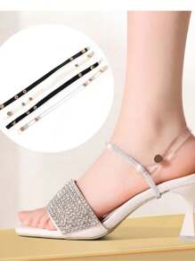 1 Pair High Heels Bundled Shoelaces Lace Up Women's Summer Sandals With Non Slip Laces, Transparent And Invisible, No Drop Heel Strap, High Heels, Anti Drop Heel Artifact