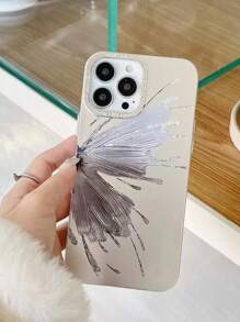 New Stylish High-Grade Natural Silver Butterfly Compatible With Apple 11/12/13/14/15/16 Pro Max Creative Full Protective Shockproof Phone Case - Purple - View 1