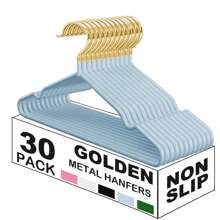 100/60/30/20/10/1pc Non Slip Hanger, Golden Metal Clothes Hangers Space Saving, Heavy Duty Rubber Coated Wire Hanger For Coat, Shirt, Dress, Pants-Wardrobe Organiser