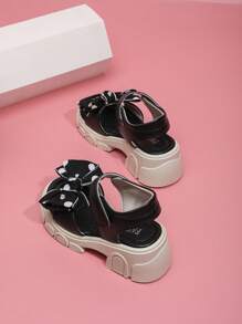 2025 Summer Big Bow Girls High Heel Sandals, Comfortable PU Leather Children Party & Casual Sandals