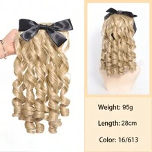 14英寸/11英寸合成复古马尾辫带梳子欧式公主卷发蓬松马尾辫夹式发尾自然假发接发 - 彩色 - 查看 17